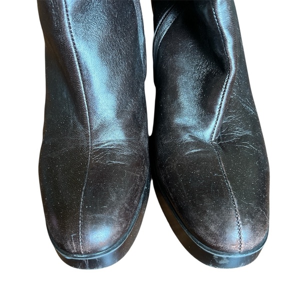 Robert Clergerie Brown Leather Ankle Boots Almond Toe Wedge Heel Women’s 7.5 - Picture 2 of 7